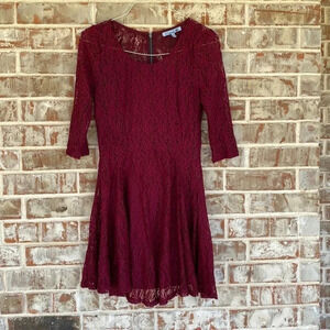Fishbowl Berry Lace Fit And Flair Dress